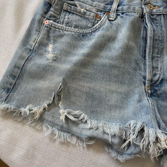 AGOLDE Blue PARKER VINTAGE CUT OFF SHORT Size 29 Raw Hem Casual Summer Jean - Picture 11 of 13